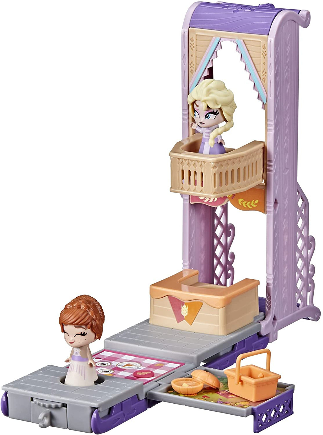 Hasbro Disney Frozen,F1823 Disney's Frozen 2 Twirlabouts Picknick-Spielset Schlitten-zu-Schloss mit Elsa- und Anna-Puppen