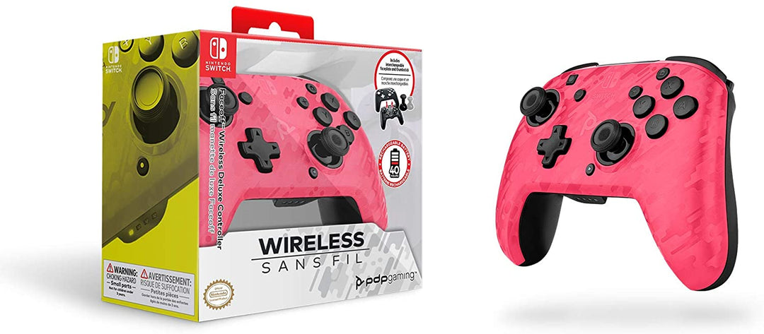 PDP Controller Faceoff Deluxe+ Audio Wireless Switch Camo Pink