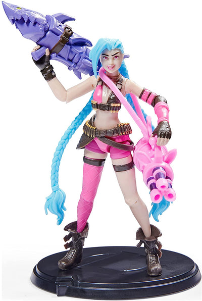 League of Legends, Official 4-Inch Jinx Collectible Figure with Premium Details and 2 Accessories