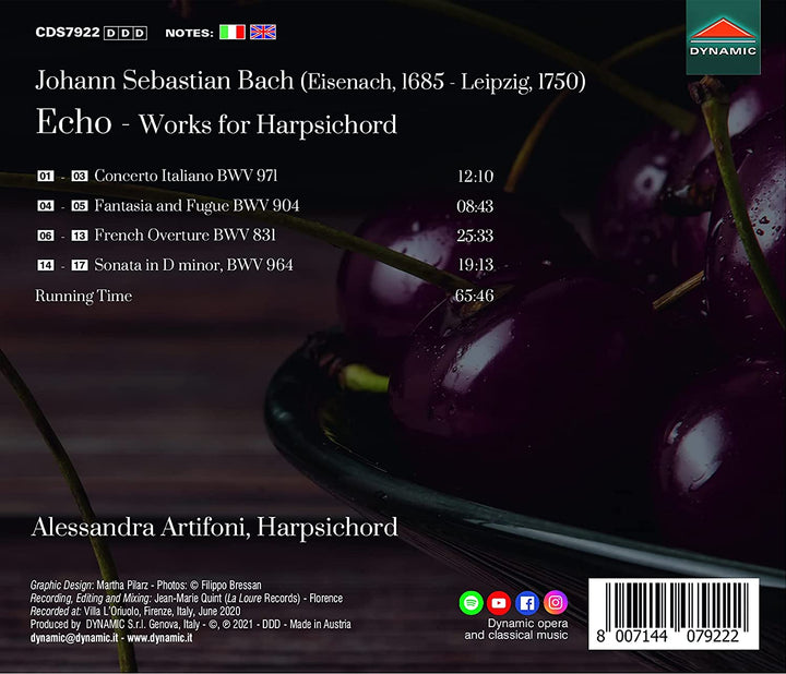 J.S. Bach: Echo Harpsichord [Alessandra Artifoni] [Dynamic S7922] [Audio CD]