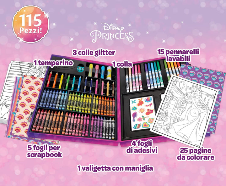 CRAYOLA Disney Princess Inspiration Art Case, 115 Kunst- und Malutensilien, Geschenk für Kinder ab 5 Jahren