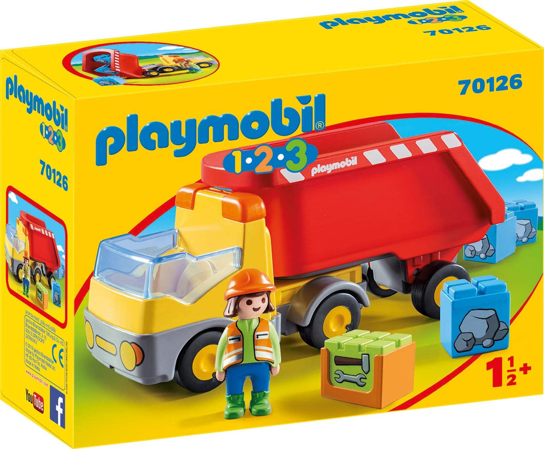 Playmobil 70126 1.2.3 Camion ribaltabile per bambini 18 mesi+