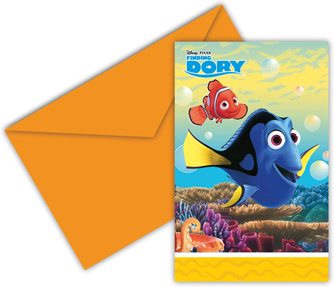 Folat 86653P Disney Finding Dory Einladungen, 6 Stück, mehrfarbig