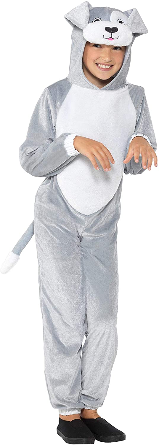 Smiffy's Dog Costume, Grey, M - Age 7-9 years