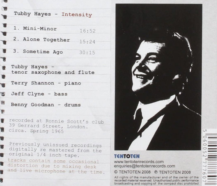 Tubby Hayes – Intensity – The 1965 Tapes [Audio-CD]