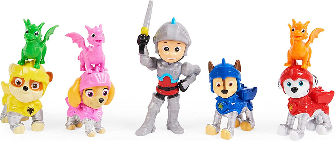PAW PATROL 6062122, Rescue Knights Ryder und Pups Geschenkpaket mit 8 Figuren, Kinder