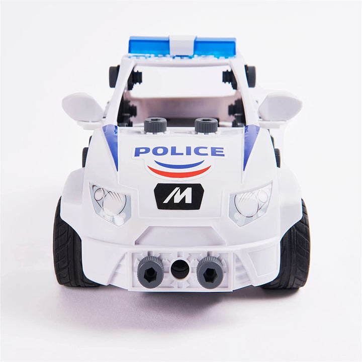 Meccano Junior, ferngesteuertes Polizeiauto mit funktionierendem Kofferraum und echtem Werkzeug, Spielzeugmodell-Bausatz