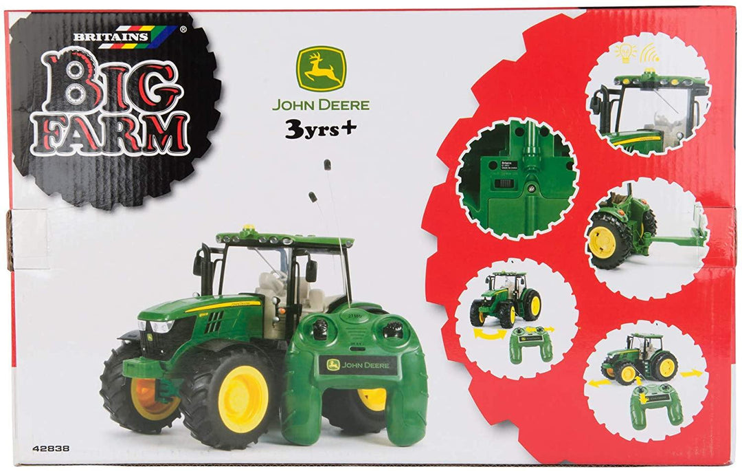 Britains Big Farm 1:16 John Deere 6190R Radio Controlled RC Tractor With Lights and Sounds - Yachew