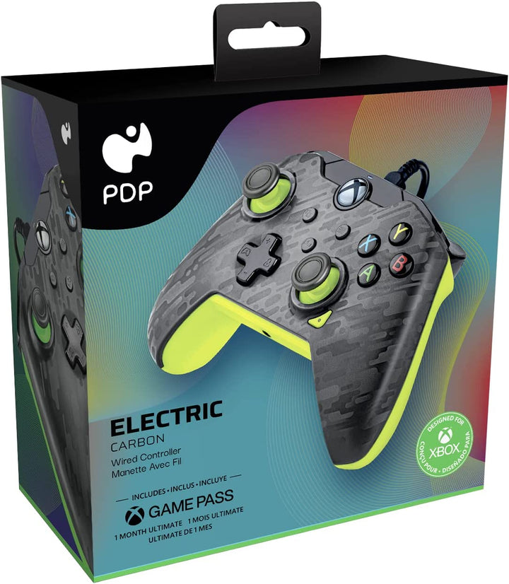 PDP Wired Controller Electric Carbon für Xbox Series X|S, Gamepad, Wired Video G
