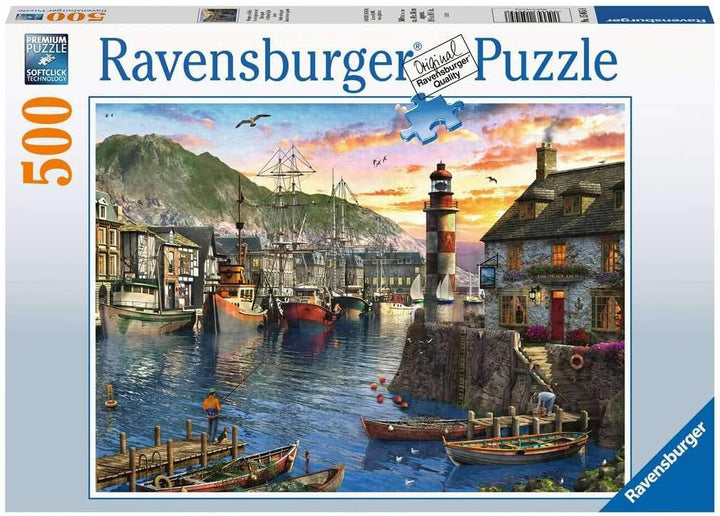 Ravensburger Sunrise at The Port 500 Piece Jigsaw Puzzle for Adults and Kids Age 10 Years Up