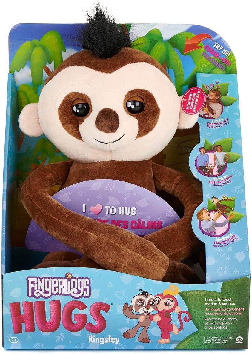 Fingerling Hugs - Kingsley the Sloth Interactive Plush Toy for Ages 4+