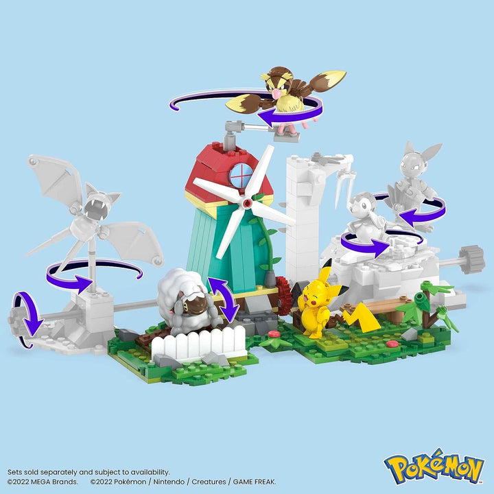 MEGA Pokemon Kids Building Toys, Countryside Windmill with Buildable Pikachu