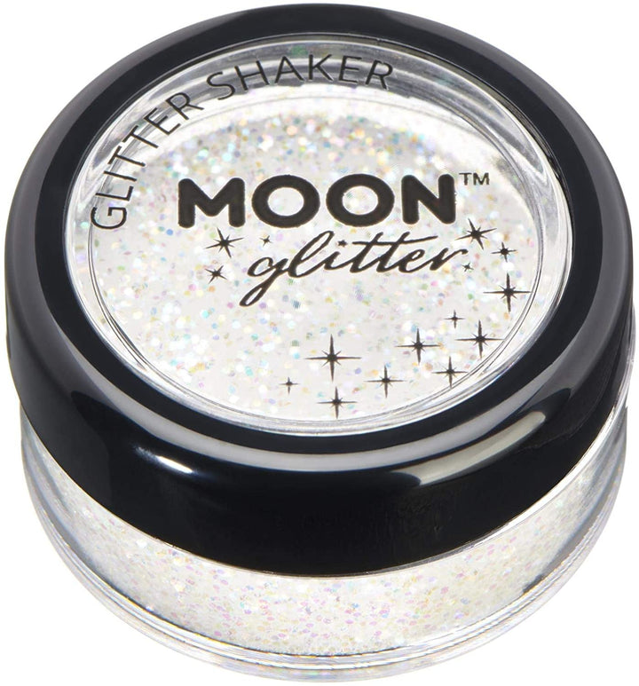 Schillernde Glitzerstreuer von Moon Glitter – Weiß – Kosmetischer Festival-Make-up-Glitzer für Gesicht, Körper, Nägel, Haare, Lippen – 5 g