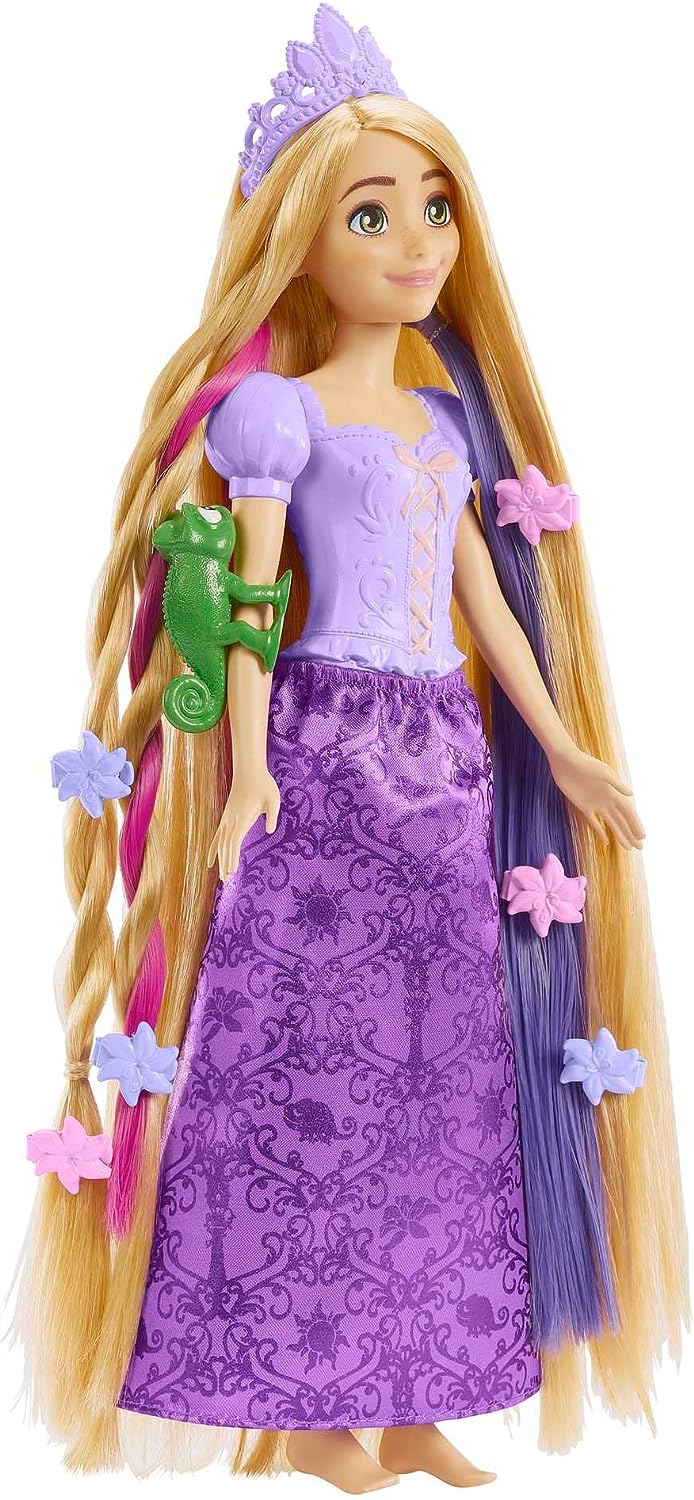 Disney Princess Toys, Rapunzel-Puppe mit Farbwechsel-Haarverlängerungen und Haar-S