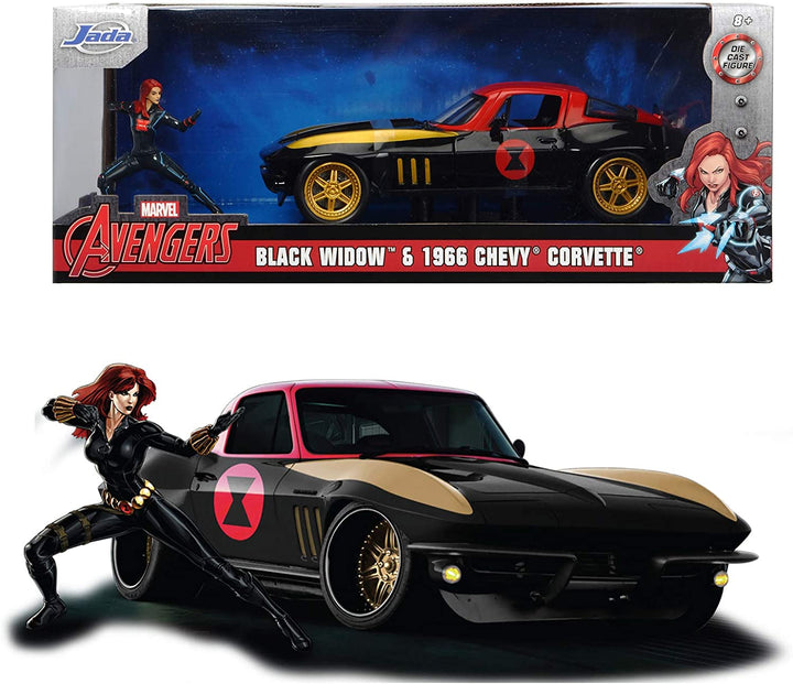 Hollywood Rides 253225014 EA Marvel Black Widow 1966 Chevy 1:24, veelkleurig