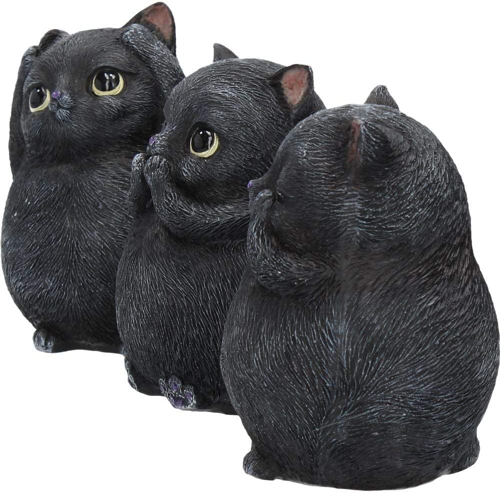 Nemesis Now Three Wise Fat Cats 8,5 cm Figur, Kunstharz, Schwarz