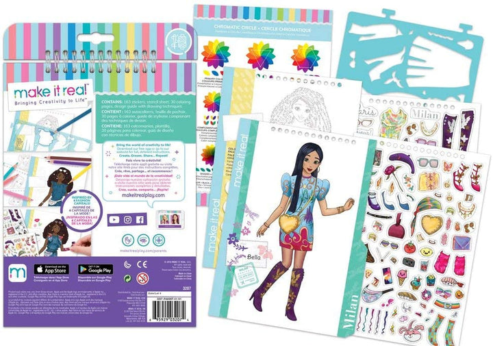 Make It Real 2903205, cuaderno de bocetos, estilo urbano, libro de diseño de moda para niños, multicolor