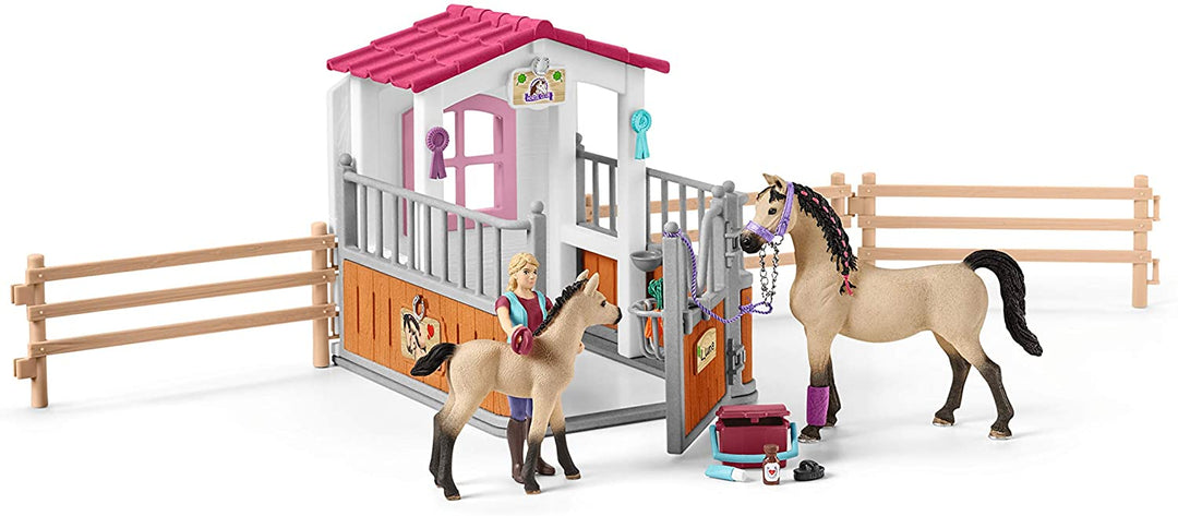 Schleich 42369 stall with Arab Horses and Groom