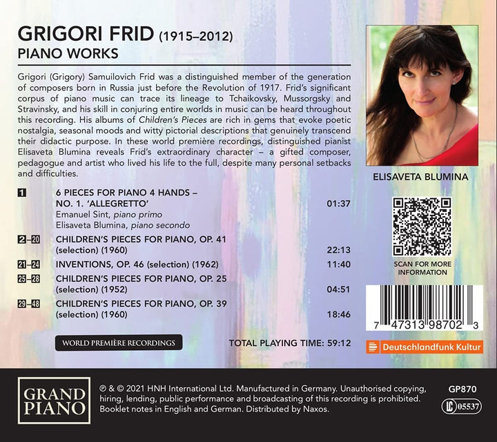 Frid: Piano Works [Elisaveta Blumina] [Grand Piano: GP870] [Audio CD]