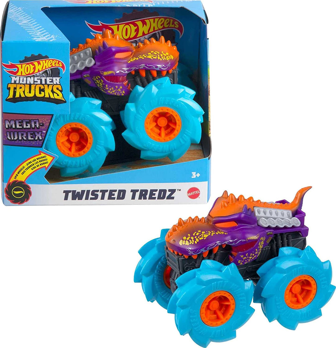 Hot Wheels Monster Trucks Twisted Tredz-Fahrzeuge, Mega-Wrex, Kreatur im Maßstab 1:43