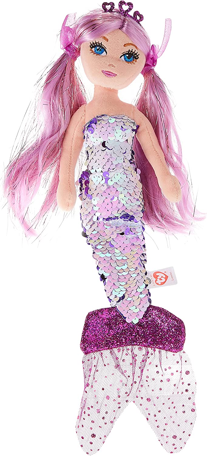 TY TY02101 Lorelei Purple Sequin Mermaid REG, Multicolored