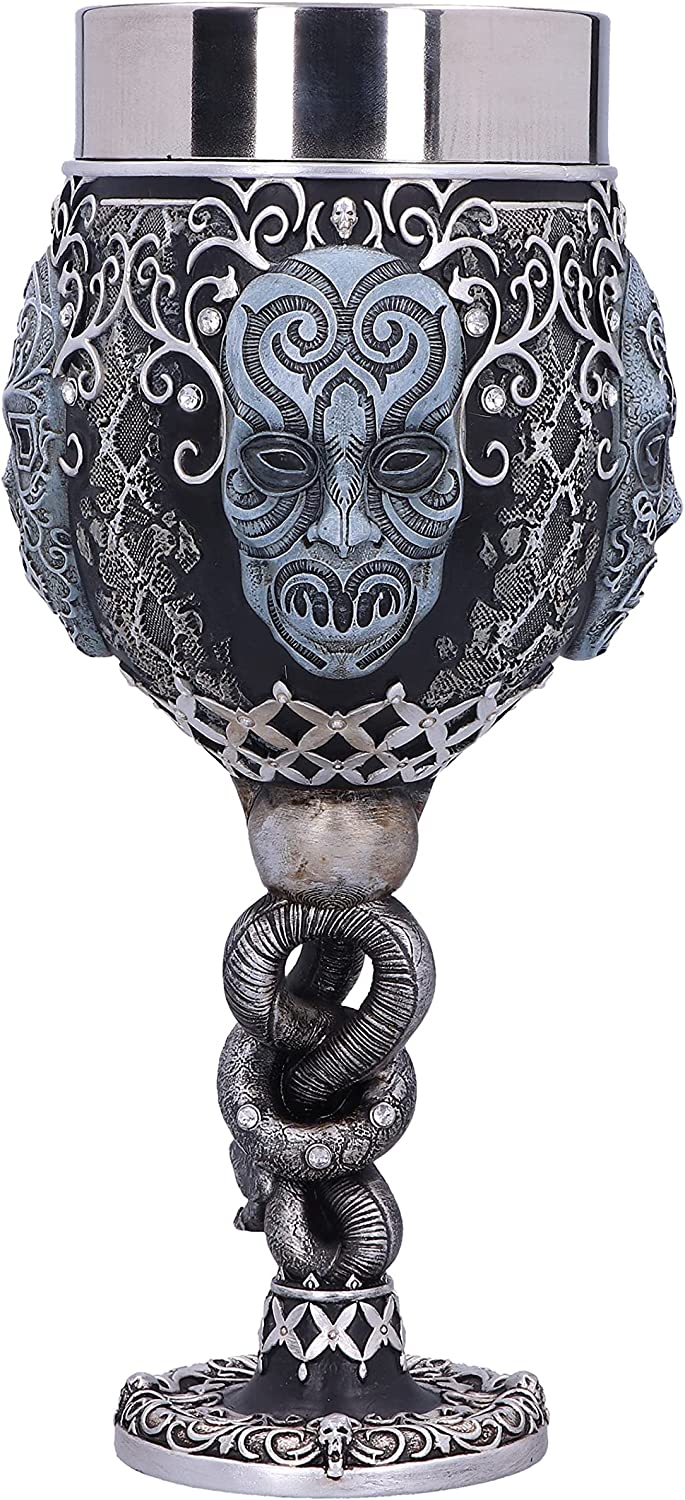 Nemesis Now Harry Potter Death Eater Mask Voldemort Collectible Goblet, Black Silver, 19.5cm