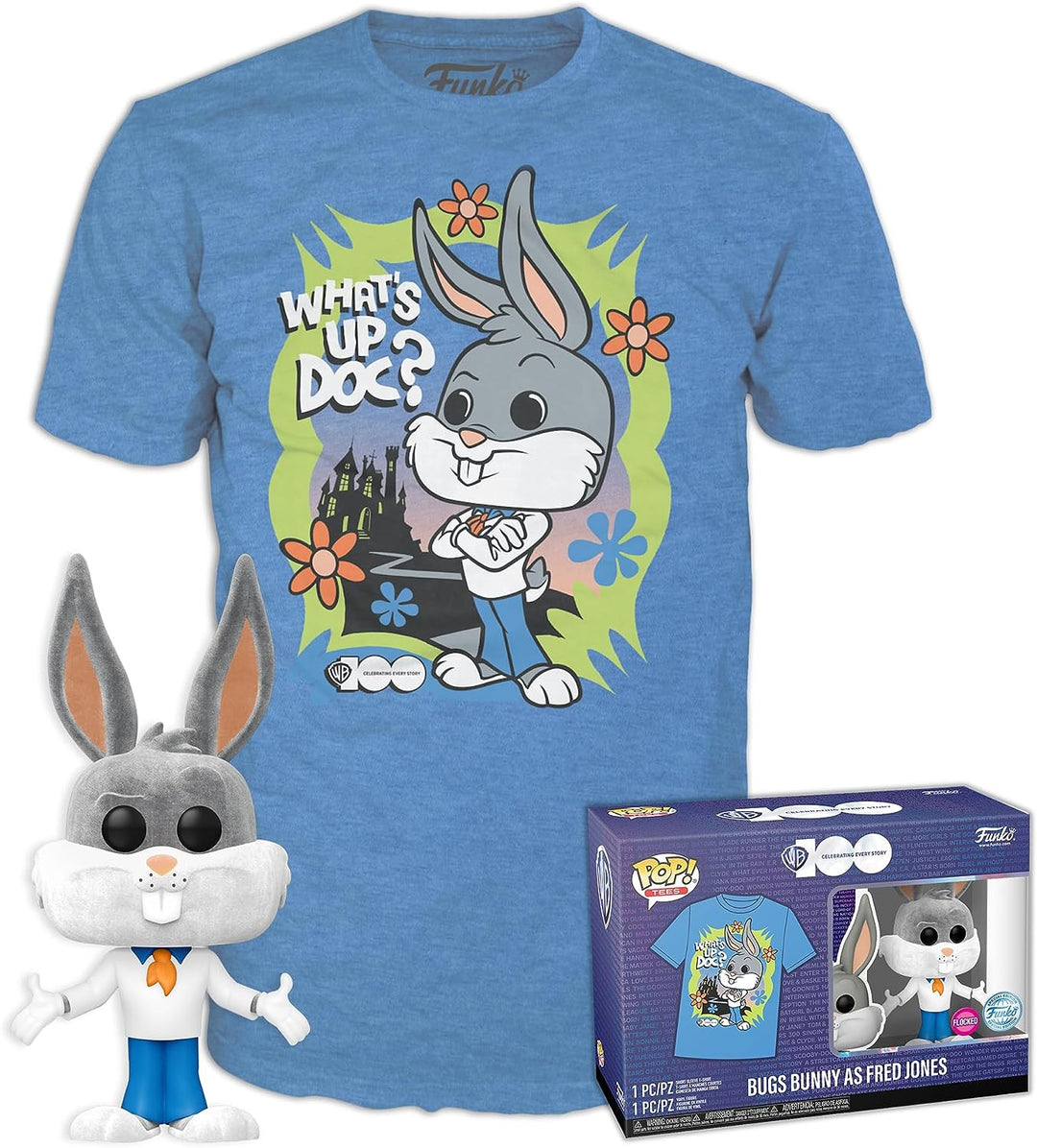 Funko POP! &amp; T-Shirt: WB100 – Bugs Bunny Fred Bunny als Fred – beflockt – groß – (L) –