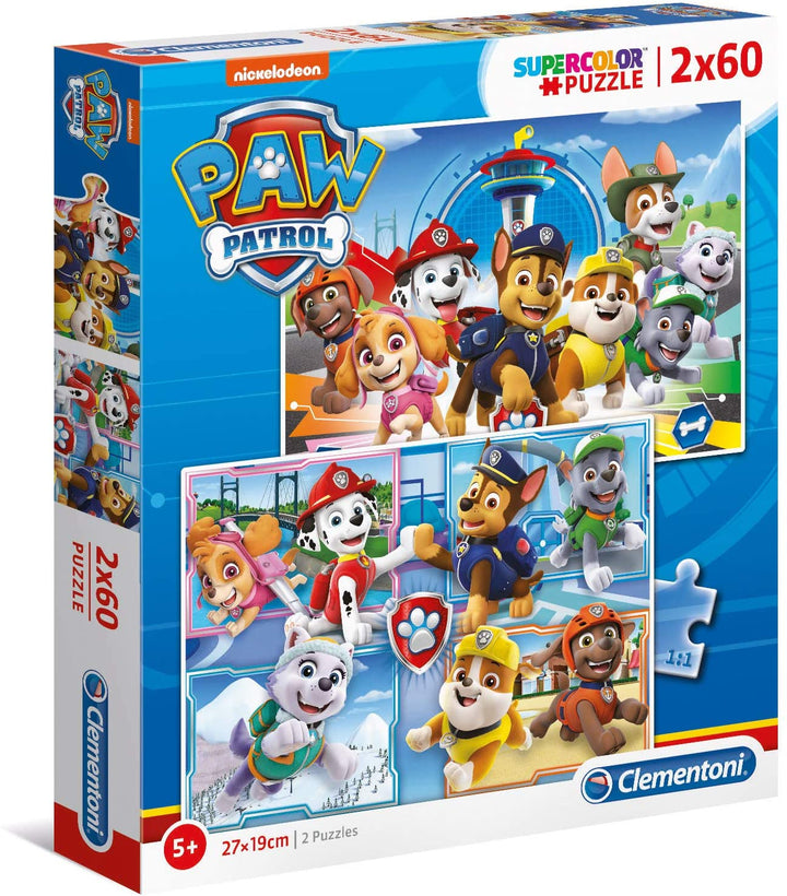 Clementoni 21617, Paw Patrol Puzzle für Kinder, 2 x 60 Teile, ab 5 Jahren