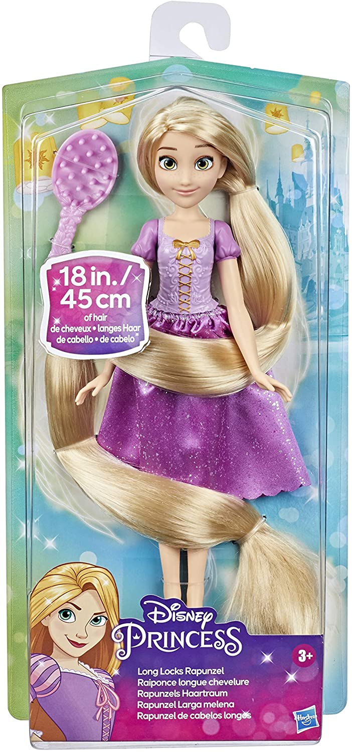 Disney Princess Rapunzel mit langen Locken, Modepuppe mit blonden Haaren, 45 cm lang, Prinzessinnenspielzeug für Mädchen ab 3 Jahren, mehrfarbig, F1057