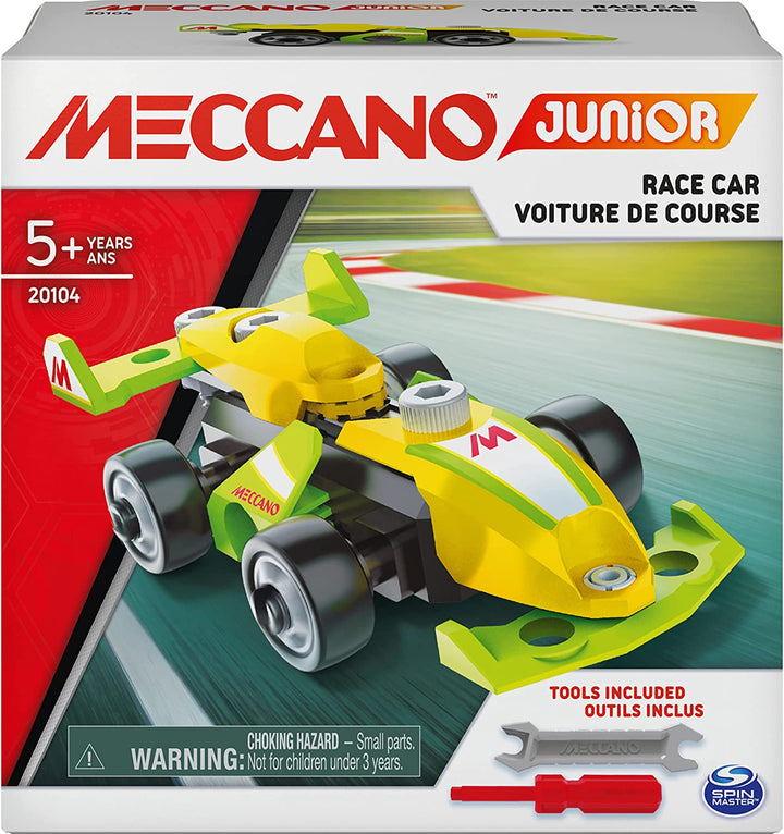 Meccano Junior, kit de construcción de modelos de vapor de coche de carreras, para niños de 5 años en adelante - Los estilos varían