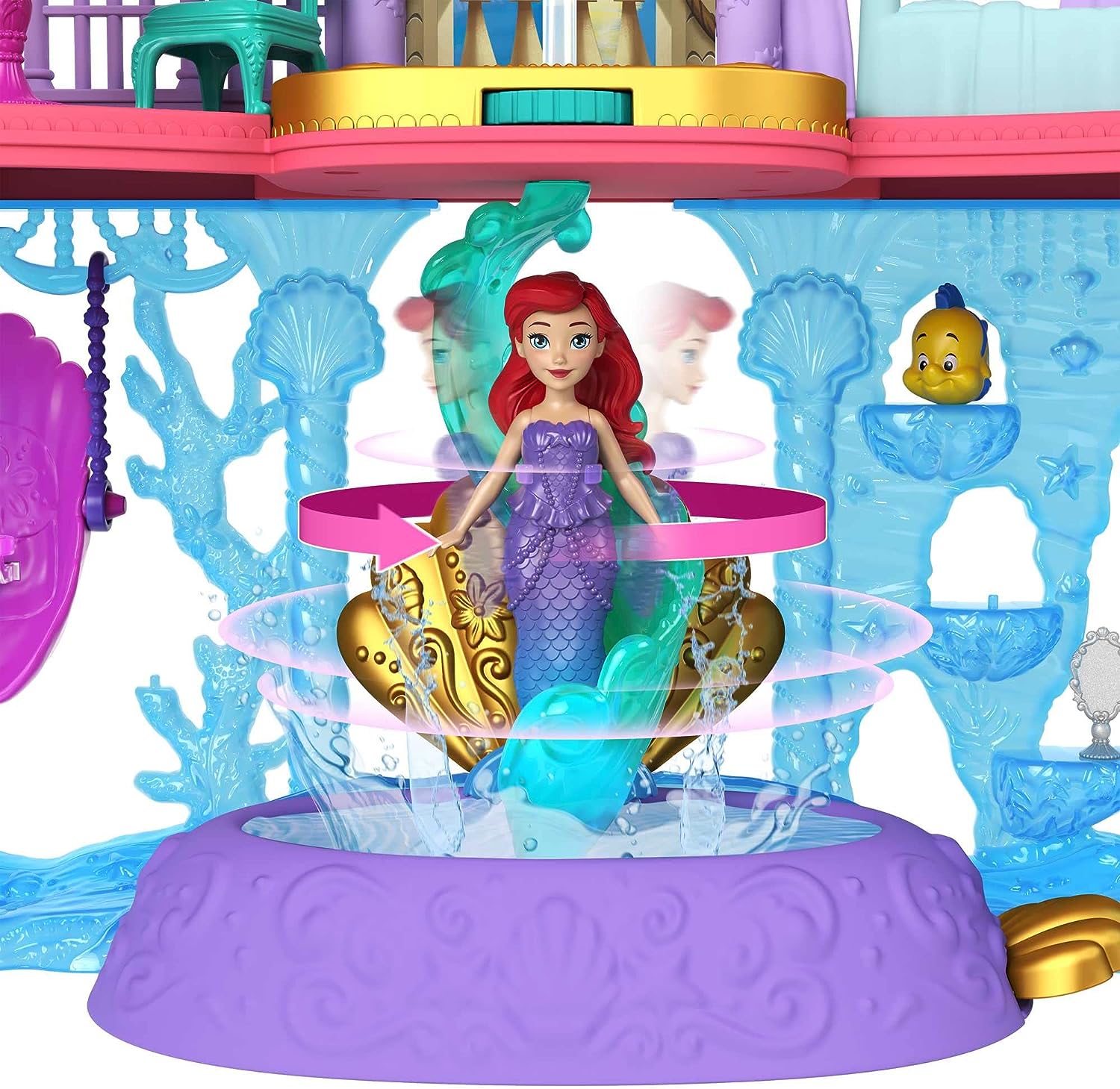 Disney Princess Ariel Stackable Castle Doll House Playset with Doll & Flounder Figure 5