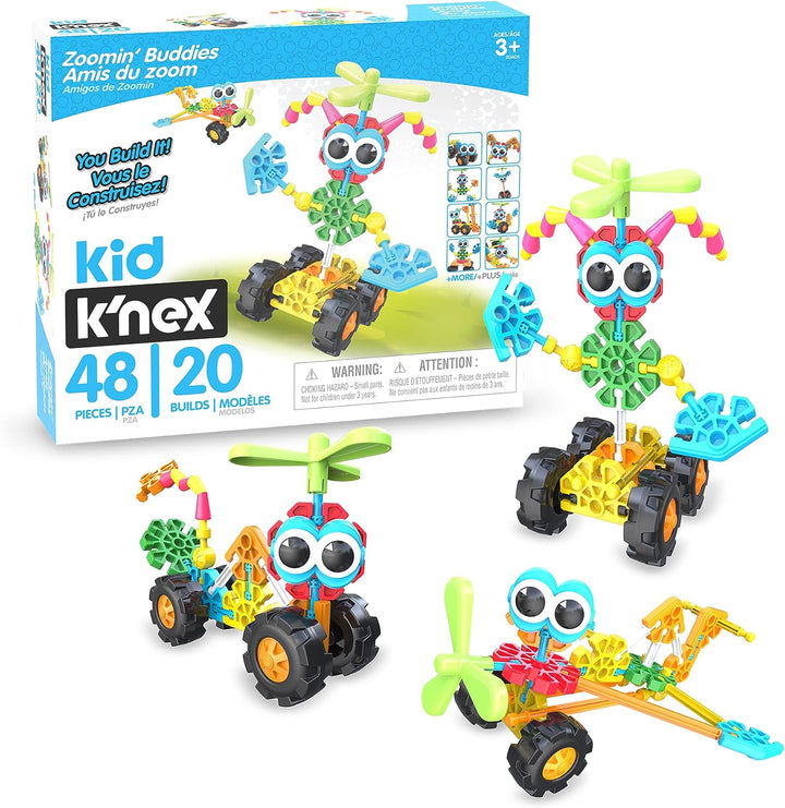 Basic Fun 85053 Kid K'NEX Zoomin' Buddies 20 Modellbauset, 48-teilig, mehrfarbig