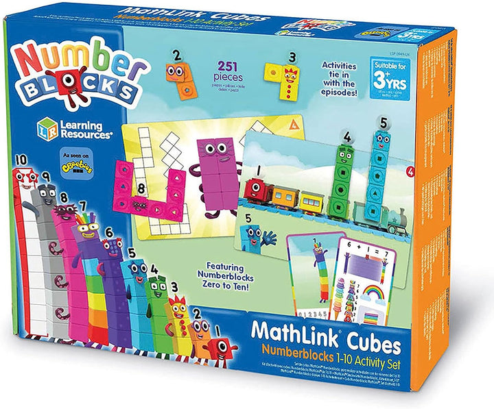 Learning Resources LSP0949-UK MathLink Cubes Numberblocks 1-10 Aktivitätsset, Mathe-Lernen für frühe Jahre, Bauen, Lernen und Spielen im Klassenzimmer und zu Hause.