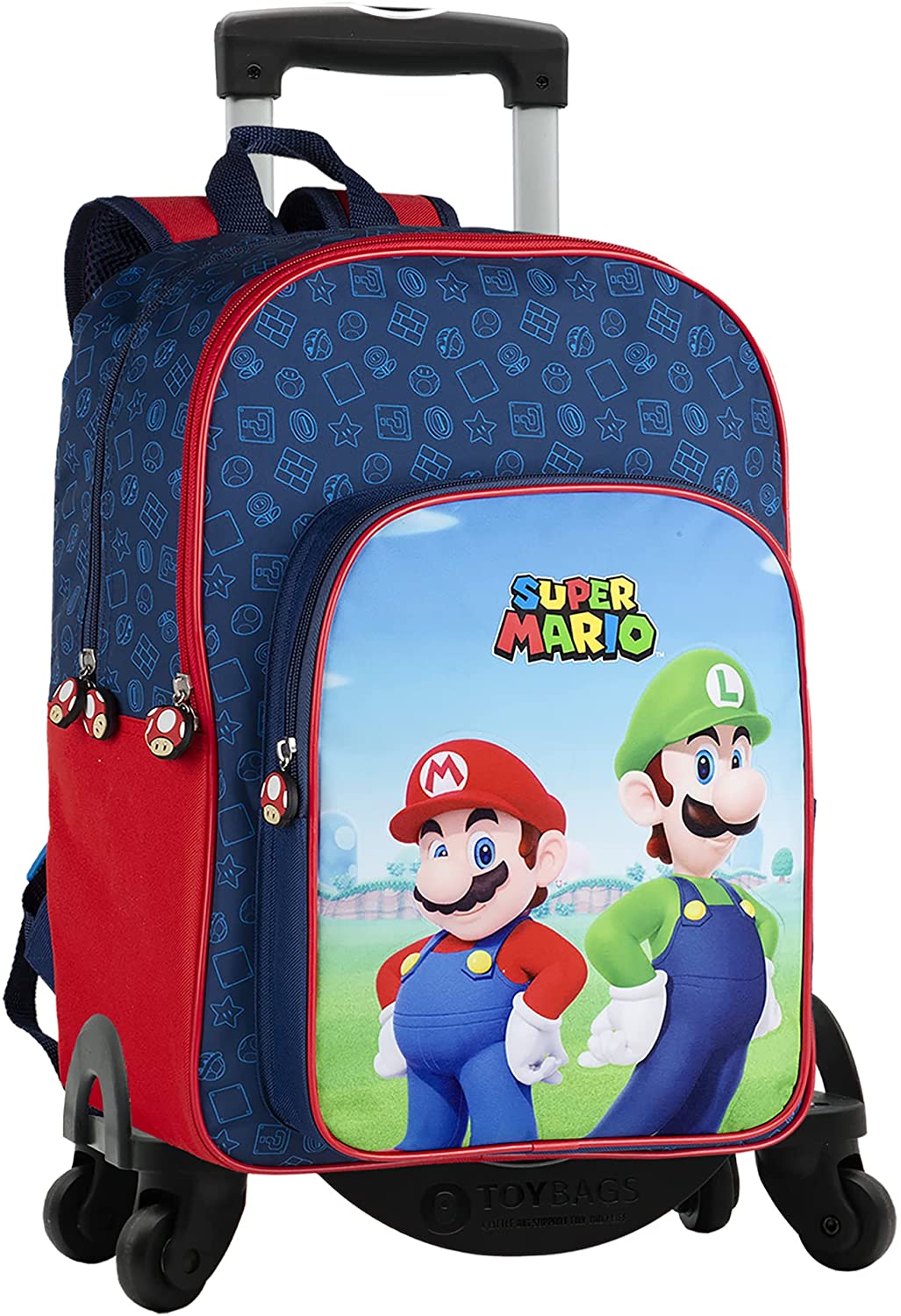 Super Mario Unisex Children Luichi Adaptable Backpack with Trolley 4 Swivel Whee