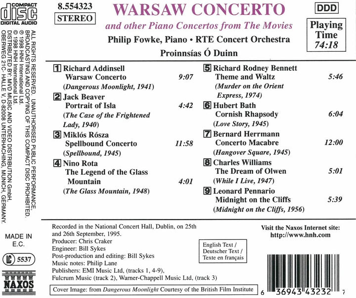 Warschauer Konzert und andere Klavierkonzerte aus den Filmen [Audio-CD]