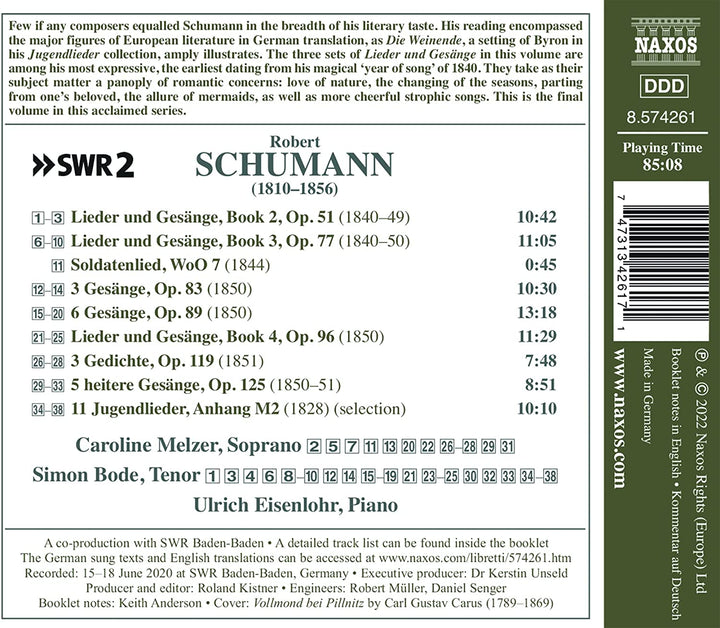 Schumann: Lieder Un Gesange [Caroline Melzer; Simon Bode; Ulrich Eisenlohr] [Audio CD]