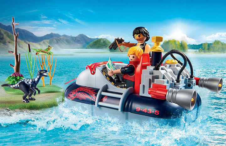 Playmobil 9435 Action Dino Hovercraft con motor submarino