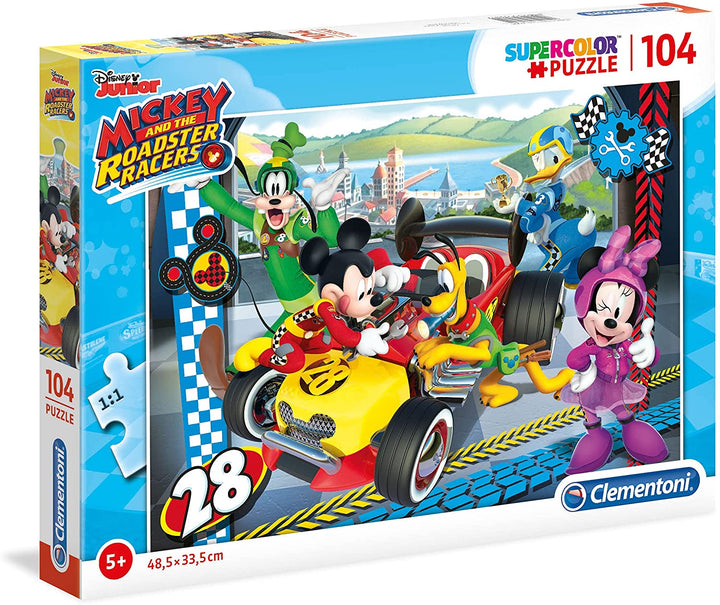 Clementoni - 27984 - Supercolor Puzzle for children- Mickey and the Roadster Racers - 104 Pieces - Disney