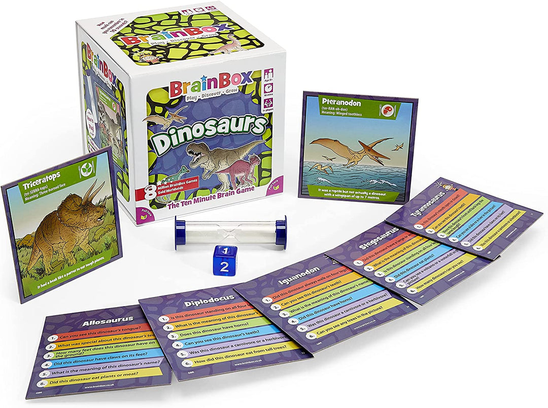 BrainBox Dinosaurs (2022) | Card Game | Ages 6+ | 1+ Players | 10+ Minutes Playing Time