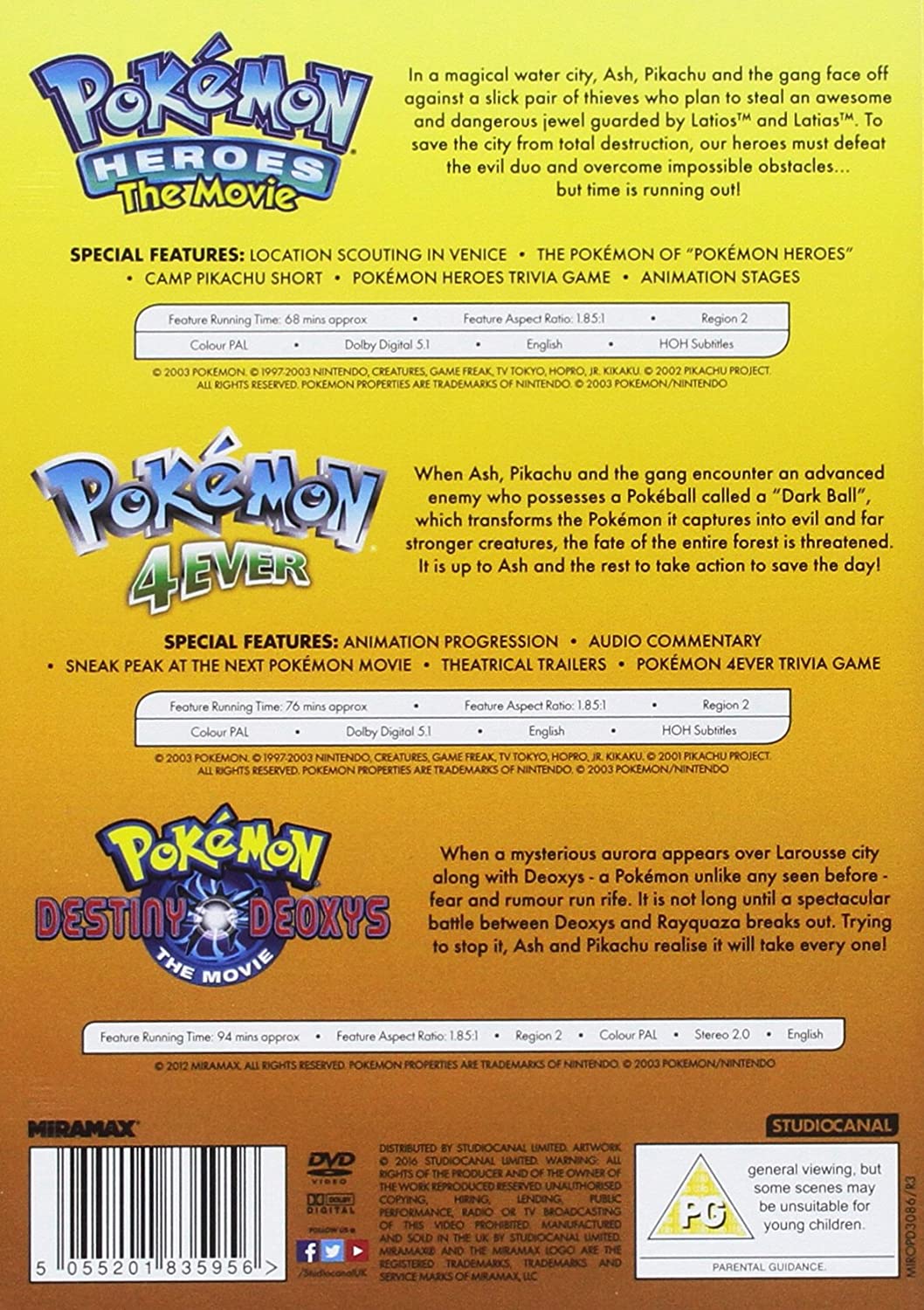 Colección de películas triples de Pokémon [DVD] [2017]