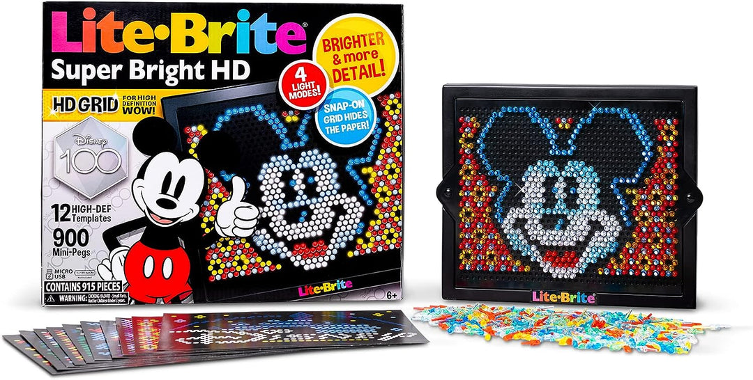 Lite Brite Super Brite HD Disney 100! Sonderausgabe, farbenfrohe leuchtende Zeichnung