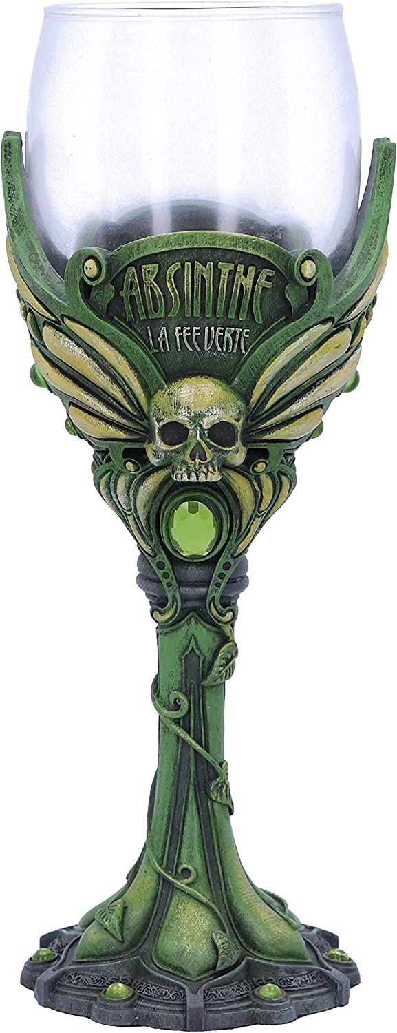 Nemesis Now Absinthe La Fee Verte Weinglas mit grünem Kelch, Polyresin, 1 Stück (S