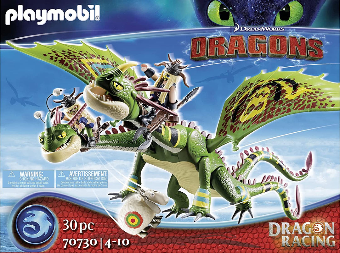PLAYMOBIL DreamWorks Dragons 70730 Drachenrennen: Ruffnut und Tuffnut mit Kotzen und Rülpsen, für Kinder ab 4 Jahren