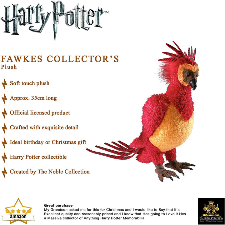 The Noble Collection Harry Potter Fawkes Sammlerplüsch – offiziell lizenzierte 14 Zoll (35 cm) rote und goldene Phönix-Plüschpuppen als Geschenke