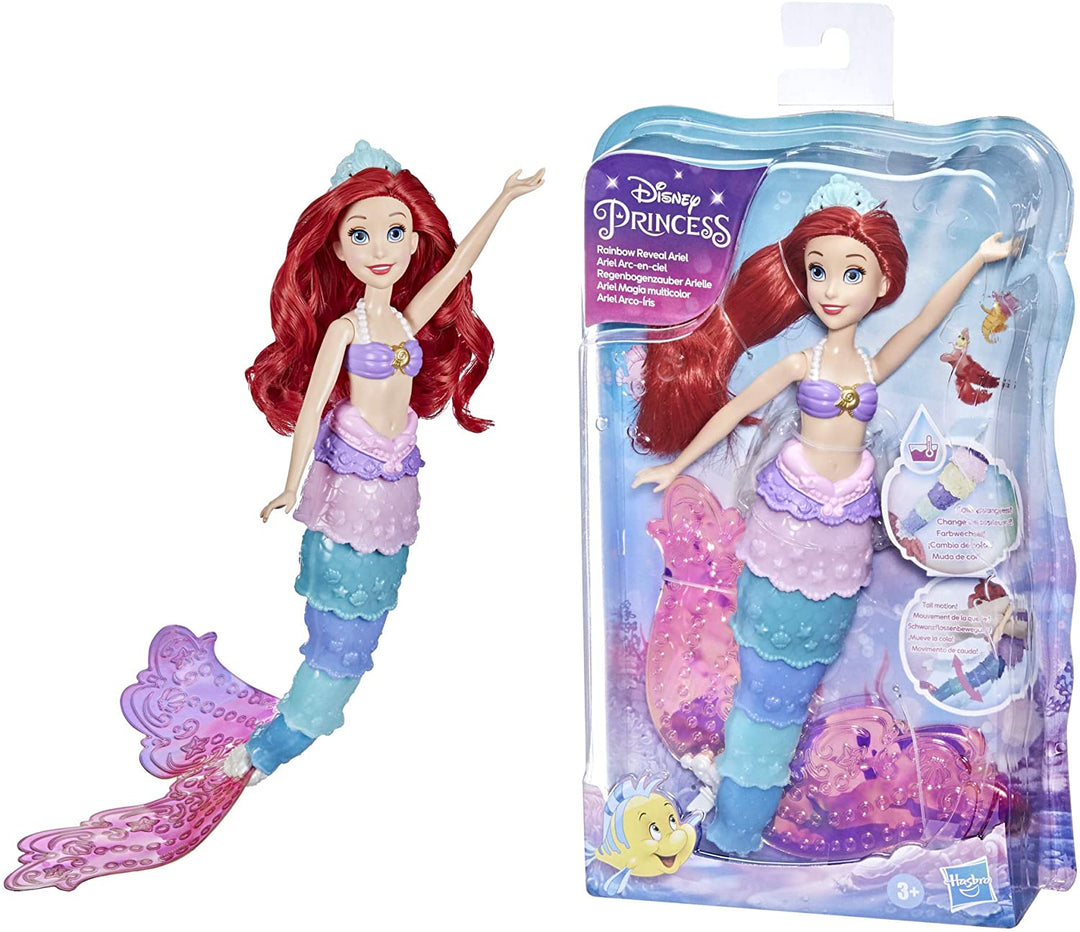Disney Princess Rainbow Reveal Ariel, Color Change Doll, Disney’s The Little Mermaid Water Toy for Girls 3 Years and Up