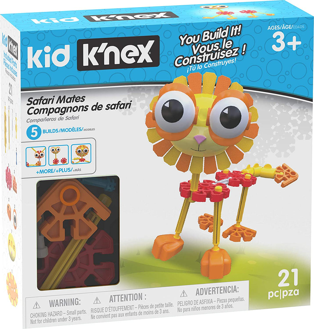 Kid K'NEX 85613 5-Modell-Safari-Mates-Bauset, Kinder-Bastelset mit 21 Teilen, Lernspielzeug für Kinder, lustiges und farbenfrohes Bauspielzeug für Jungen und Mädchen, Konstruktionsspielzeug für Kinder ab 3 Jahren