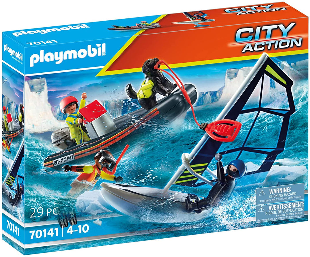 PLAYMOBIL City Action 70141 Sea Rescue: Water Rescue with Dog, For ages 4+