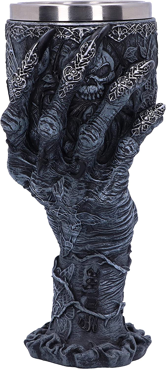 Nemesis Now Baphomet's Grasp Horror-Handkelch aus Glas, Polyresin, Schwarz und Silber