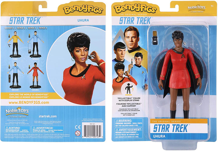 The Noble Collection Star Trek Bendyfigs Uhura – 7,5 Zoll (19 cm) Noble Toys Biegbare Figur, bewegliche Sammelpuppenfiguren mit Ständer