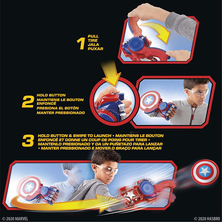 Power Moves Marvel Avengers Capitán América Shield Sling Juego de roles para niños